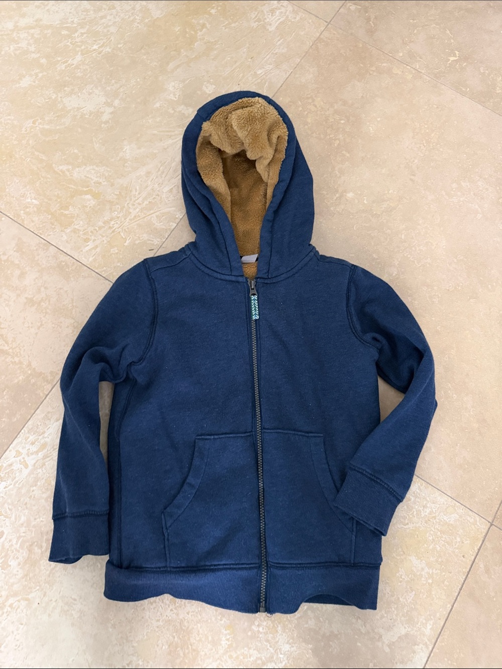 💙Carter's Navy Zip-Up Hoodie with Tan Sherpa Lining💙